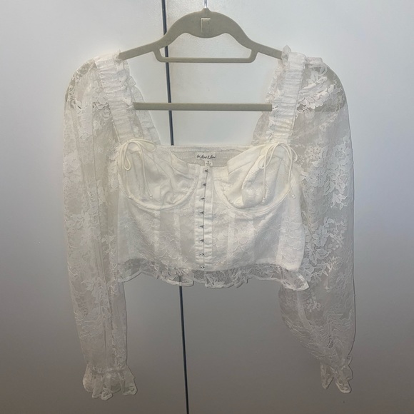 For Love And Lemons Tops - For love and lemons white bustier long sleeve lace